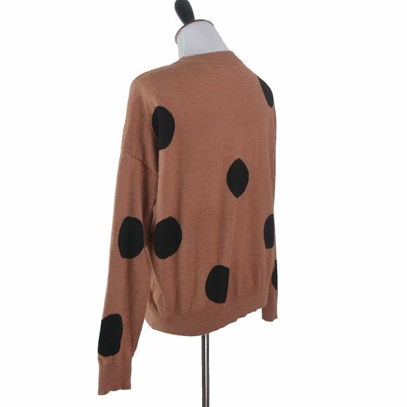 Tahari Size S Polka Dot Pullover Sweater Brown Camel Black - Picture 3 of 9